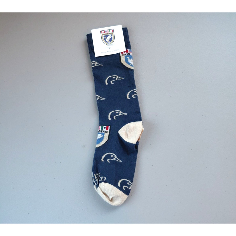NWT 1 Pair Ducks Unlimited Office Cotton Socks Size Men's Navy Blue One Size VTG - Picture 2 of 5